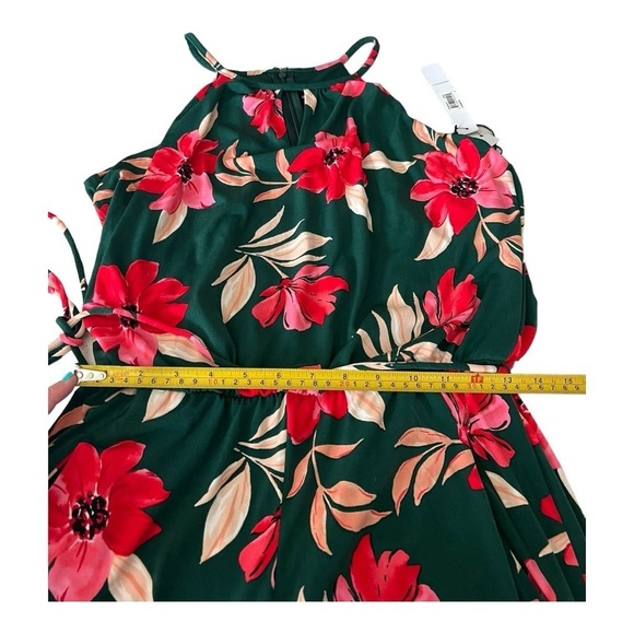 Maggy London Lottie Wide Leg Knit Crop Jumpsuit Jumper Size 4 Green Red Floral - Picture 7 of 15